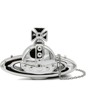 Vivienne Westwood Orb Metallic-Finish Clutch Bag - White