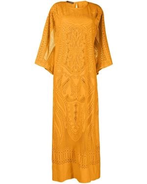 Alberta Ferretti Robe Longue À Découpes - Orange