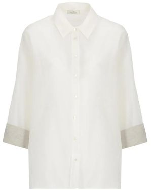 Panicale Sheer-Finish Turn-Up-Cuff Shirt - White