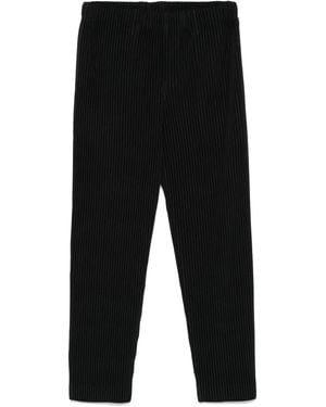 Homme Plissé Issey Miyake Pleated Trousers With Concealed Button Fastening And Elasticated Waistband - Black