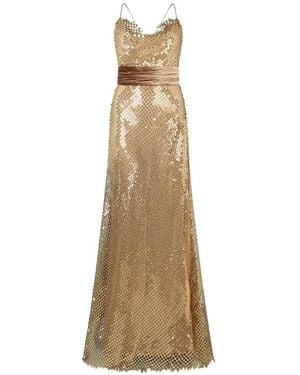 Roberto Cavalli Sequin Maxi Dress - Natural