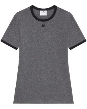 Courreges コントラストトリム Tシャツ - グレー