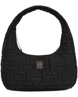 Tommy Hilfiger Quilted Logo-Plaque Tote Bag - Black