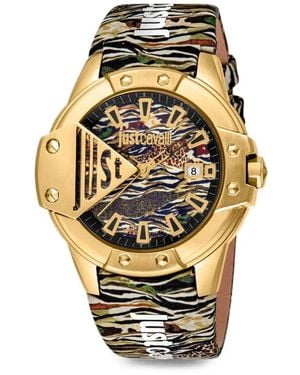 Just Cavalli Logo-Print 44Mm Watch - Metallic