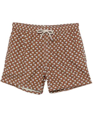 MC2 Saint Barth Hat-Print Swim Shorts - Brown