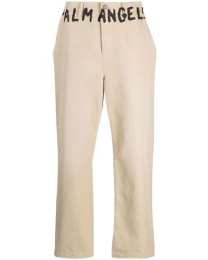 Palm Angels Logo-print Chino Trousers - Natural