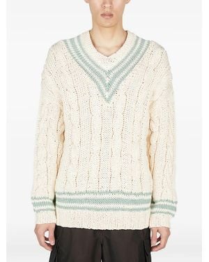 Visvim Cable-Knit V-Neck Sweater - White