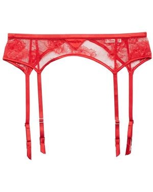 Fleur du Mal Reggicalze Bouquet Con Pizzo - Rosso