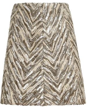 Brunello Cucinelli Mini Chevron Embelished Skirt - Natural