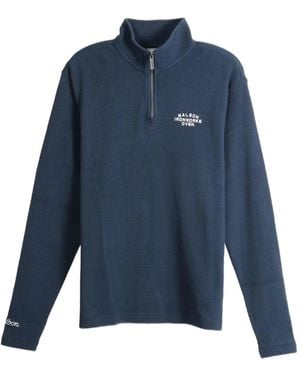 Malbon Golf Flyer Waffle-Knit Logo-Print Jacket - Blue
