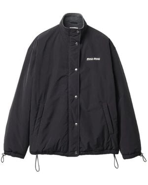 Miu Miu Pongé And Fleece Jacket - Black