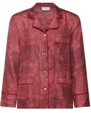 Pierre Louis Mascia Printed Piped-Trim Shirt - Red
