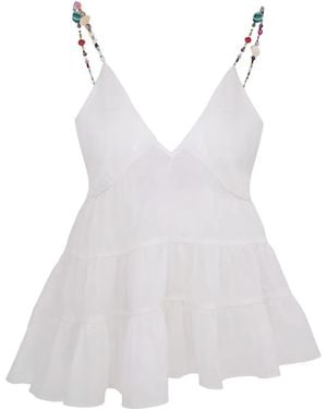 Azeeza Viola Ruffled Tiered Top - White