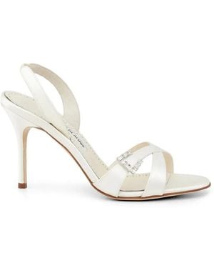 Manolo Blahnik Ramisli Crystal-Embellished Strap Sandals - White