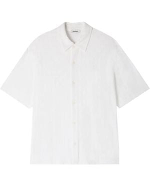 Sandro Square Cross Cotton Jacquard Shirt - White