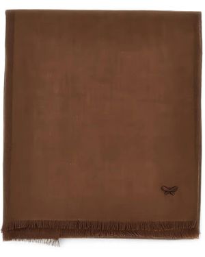 Weekend by Maxmara Fringed Butterfly-Embroidered Scarf - Brown