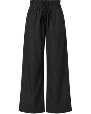Tela Paperbag-Waist Wide-Leg Trousers - Black