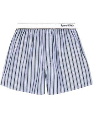 Sporty & Rich Serif Striped Boxer Shorts - Blue