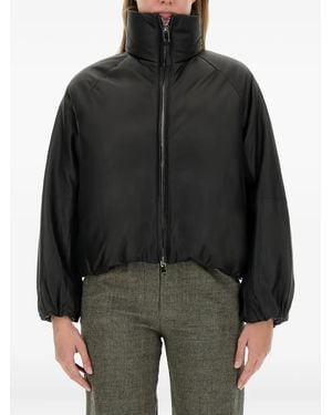 Alysi High-Neck Balloon-Sleeve Jacket - Black