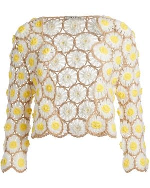 Alice + Olivia Anderson Daisy Crochet Cardigan - Metallic