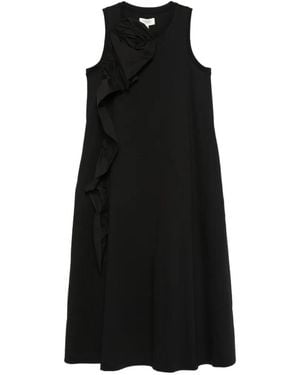 Psophia Ruffled Midi Dress - Black