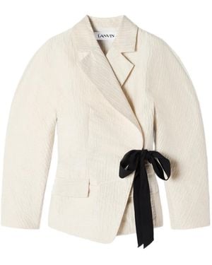 Lanvin Flap-Pocket Tie-Detail Blazer - Natural