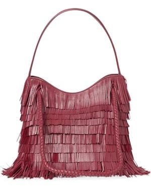 VISONA Borsa A Spalla Diletta Con Frange - Rosso