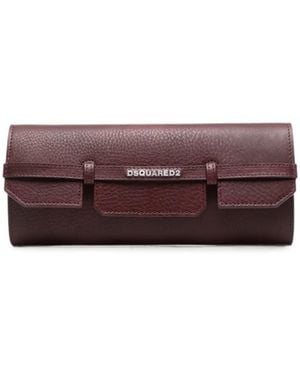 DSquared² Logo-Appliqué Clutch Bag - Purple