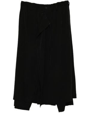 Yohji Yamamoto Wrap-Detail Layered Trousers - Black