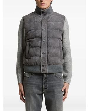 Peserico Quilted Panel-Knit Jacket - Gray