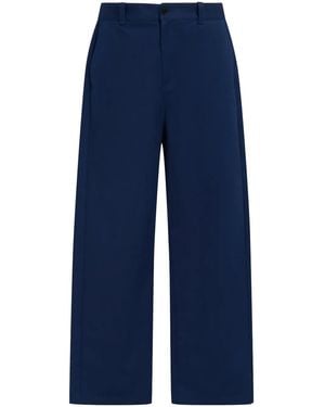 Marni Logo-Waistband Straight-Leg Cotton Pants - Blue
