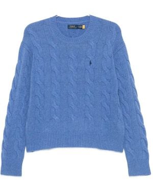 Polo Ralph Lauren Cable-Knit Logo-Embroidered Jumper - Blue