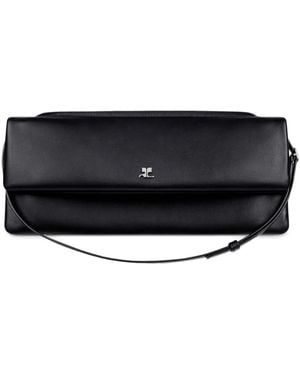 Courreges Leather Flap Clutch - Negro