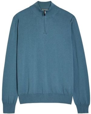 Canali Maglione Con Mezza Zip - Blu