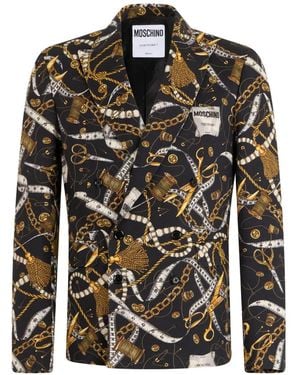 Moschino Doppelreihiges Sakko Mit Ketten-Print - Schwarz