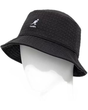 Kangol Logo-Embroidered Textured-Finish Bucket Hat - Black