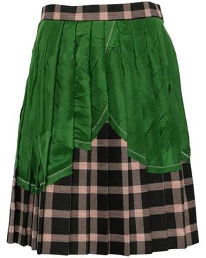 Kolor Patchwork Pleated Mini Skirt - Green