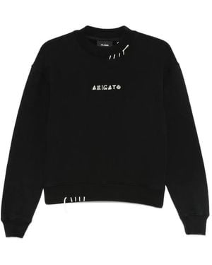 Axel Arigato Loops Embroidered-Detail Crew-Neck Sweatshirt - Black