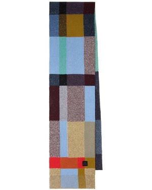 Paul Smith Wool-Cotton Colour-Block Scarf - Blue