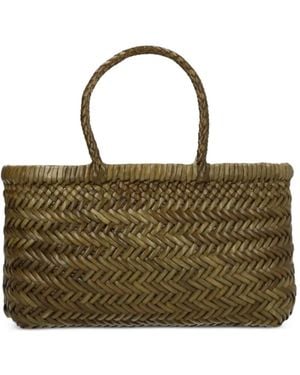 Dragon Diffusion Mini Flat Gora Woven Leather Tote Bag - Green