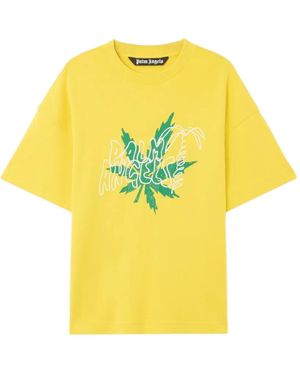 Palm Angels Palm Leaf Graphic T-Shirt - Yellow