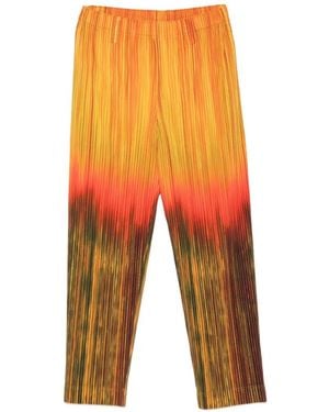 Homme Plissé Issey Miyake Paint Brush Close-Up Pleated Trousers - Orange