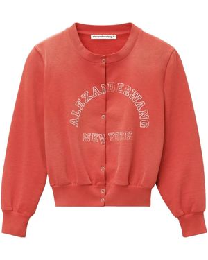 Alexander Wang Cárdigan con sello del logo - Rojo