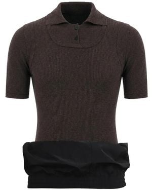 ALAINPAUL Poloshirt Aus Geripptem Strick - Schwarz