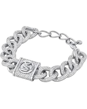 Michael Kors Crystal-Embellished Curb-Link Bracelet - White
