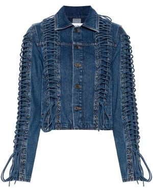 Jean Paul Gaultier Lace Up-Embellished Denim Jacket - Blue