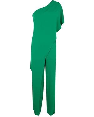 Ralph Lauren Georgette Cape One-Shoulder Jumpsuit - Green