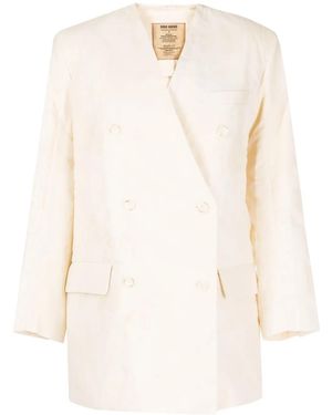 Uma Wang Cotton Double-Breasted Blazer - Natural