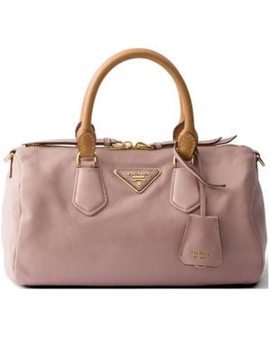 Prada Kleine Leren Tas Met Handvat - Roze