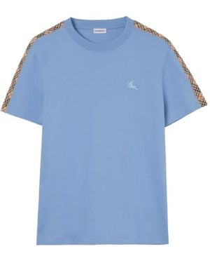 Burberry チェックトリム Tシャツ - ブルー
